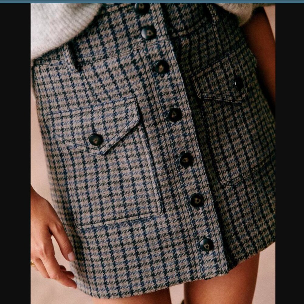 NWT Sezane Bettie 100% Wool Skirt // Edinburgh Plaid // EU 36, US 4